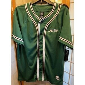 NWT New York Jets NYJ Baseball Style Jersey Shirt - Size M